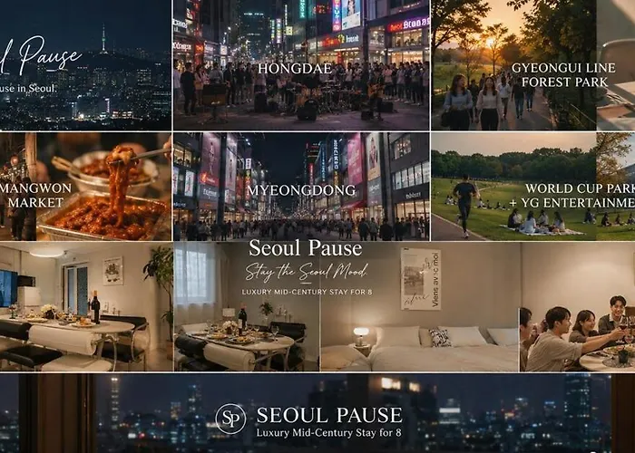 公寓 Pause Opening Special - 3 Minutes To Mapo-gu Office Station, 5 Minutes To Airport Bus, Hongdae, Mangwon, Hannam, Itaewon, 4 Beds For 8 People, 3-story Private House, Rooftop